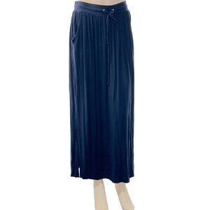 NEW YORK & COMPANY Women's Skirt Navy Blue Maxi Rayon Spandex Pockets Size S